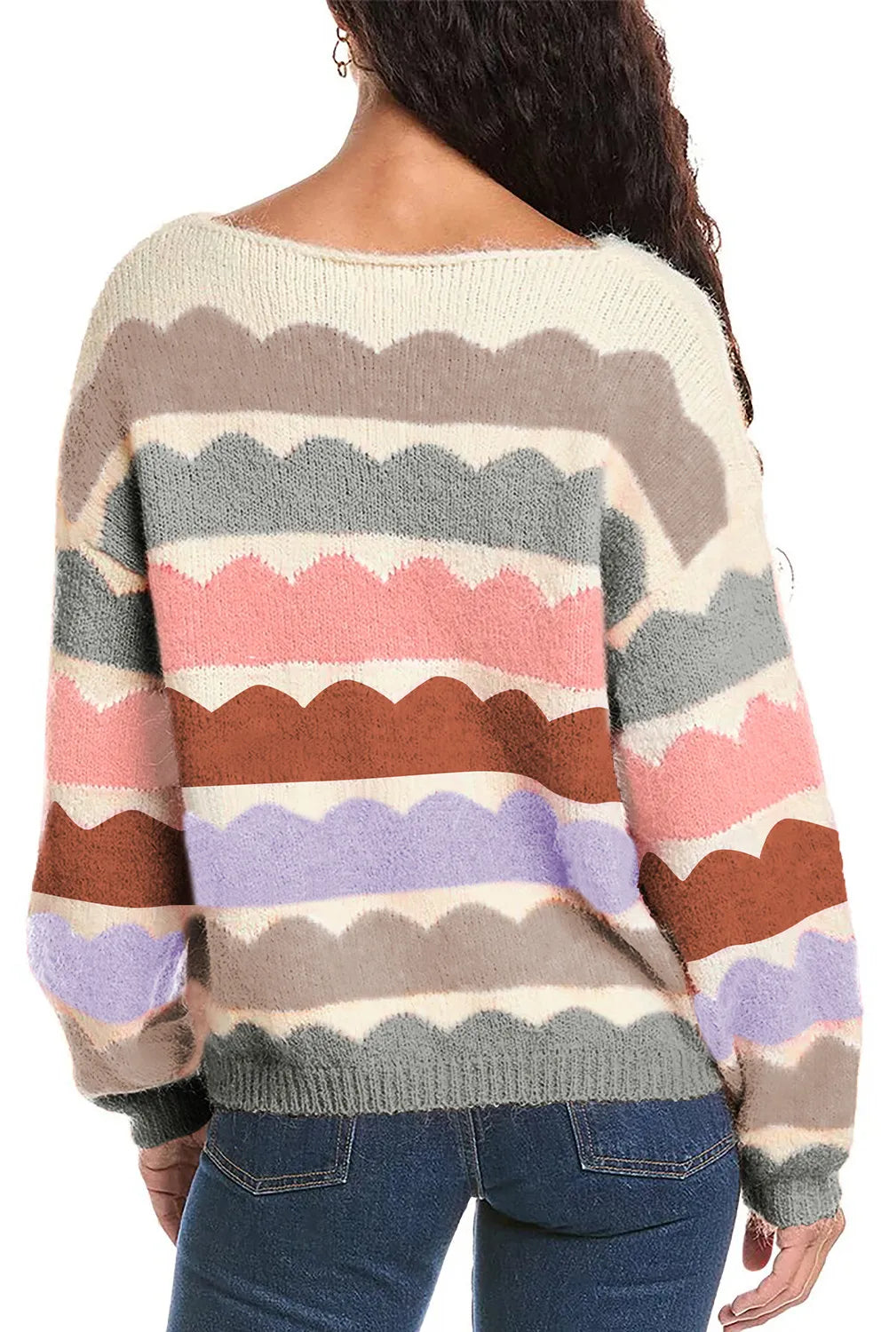 Boat Neck Long Sleeve Sweater-Angel Casuals