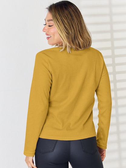 Notched Long Sleeve T-Shirt-Angel Casuals