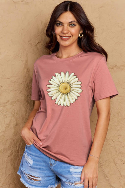 Simply Love Full Size FLOWER Graphic Cotton Tee-Angel Casuals