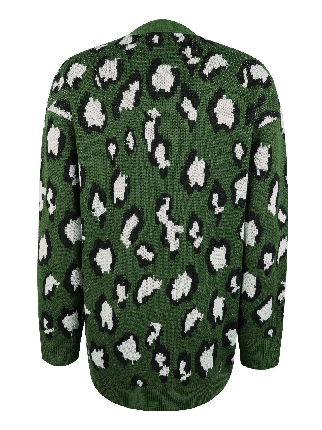 Leopard Open Front Dropped Shoulder Cardigan-Angel Casuals