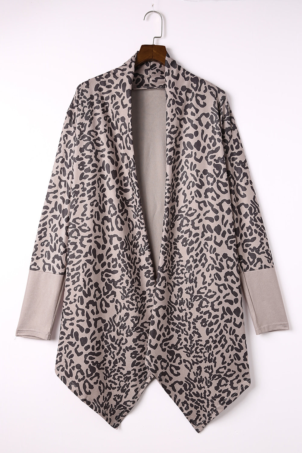 Leopard Open Front Long Sleeve Cover-Up-Angel Casuals