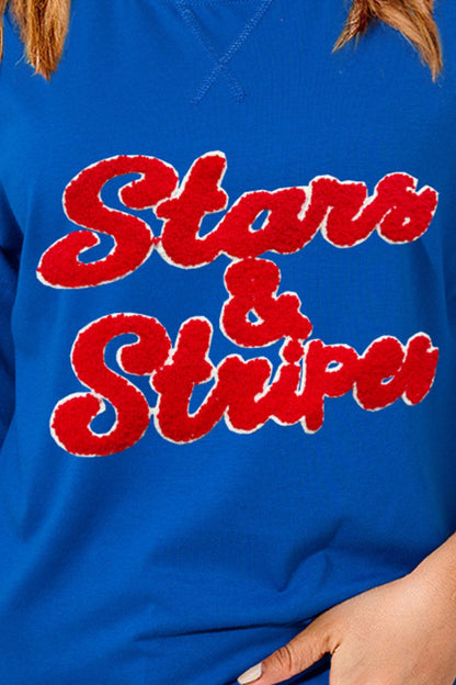 STARS & STRIPES Round Neck Short Sleeve T-Shirt-Angel Casuals