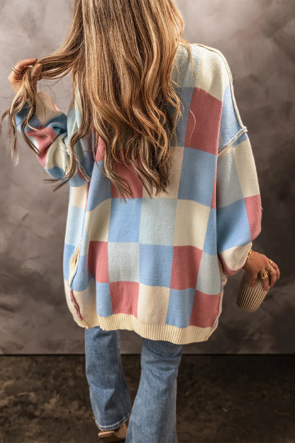 Color Block Open Front Long Sleeve Cardigan-Angel Casuals