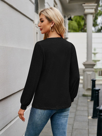 V-Neck Long Sleeve T-Shirt-Angel Casuals
