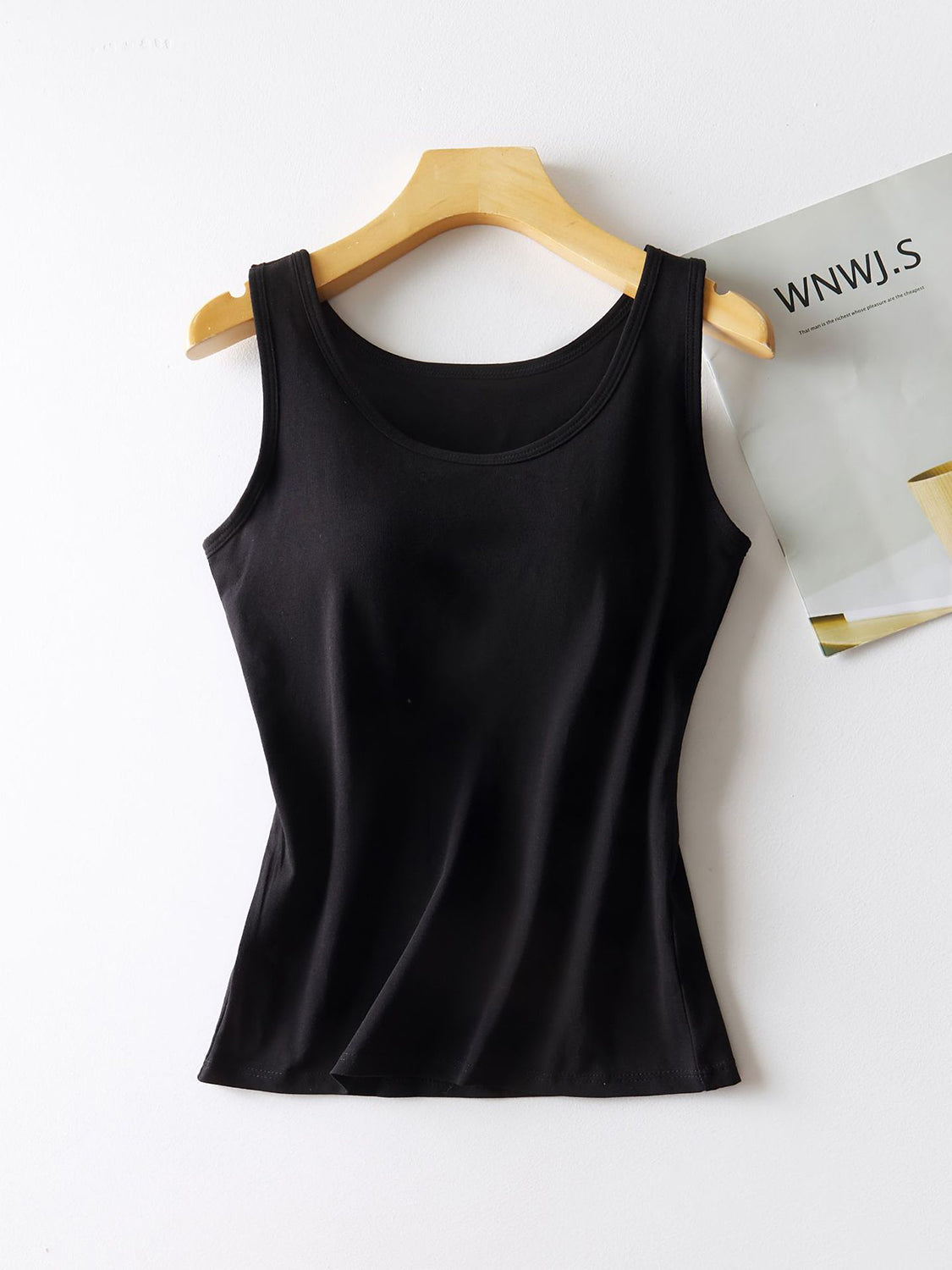 Round Neck Tank with Bra-Angel Casuals