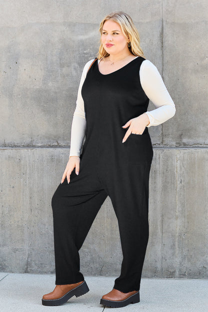 Double Take Full Size Sleeveless Straight Jumpsuit-Angel Casuals