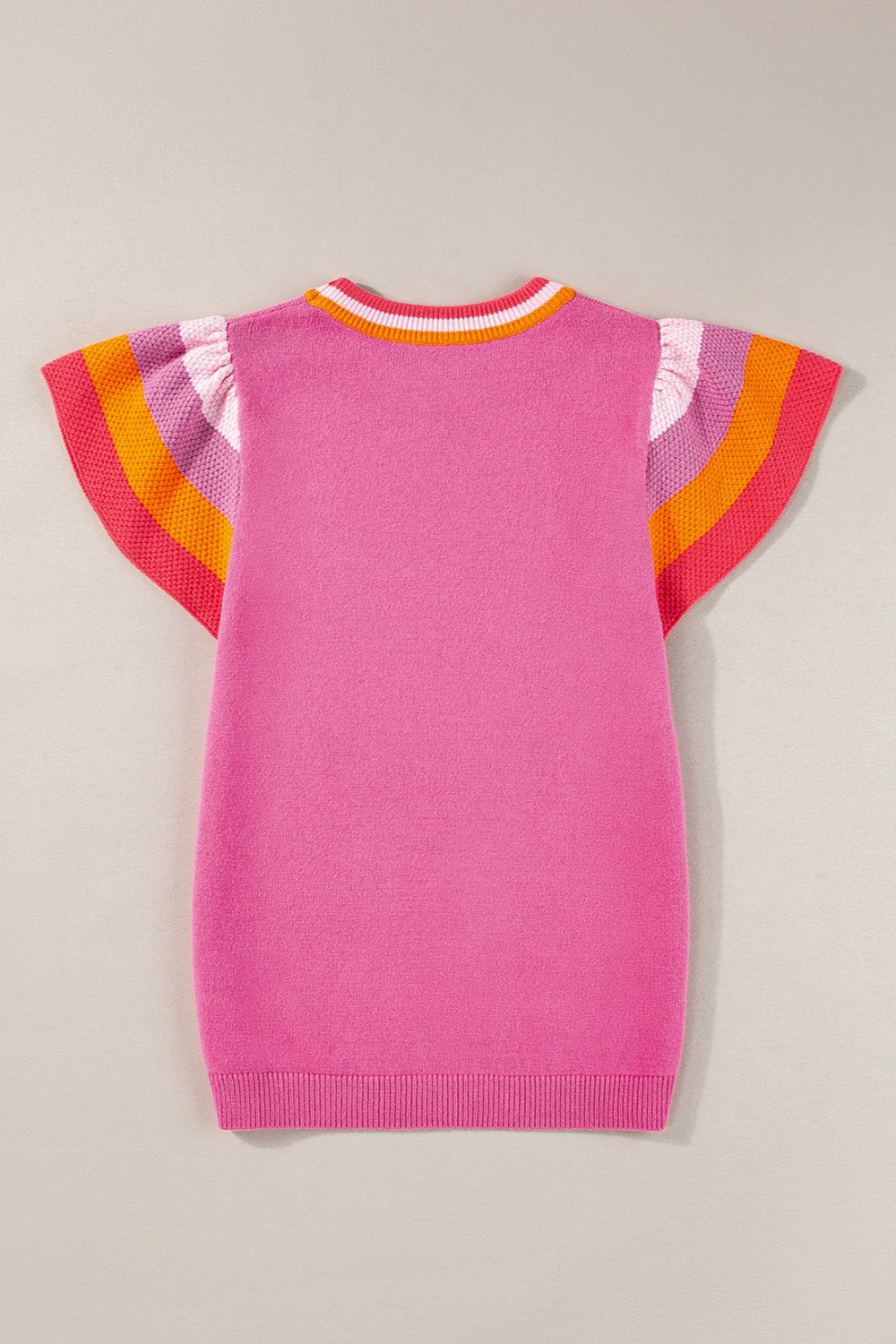 Color Block Round Neck Knit Top-Angel Casuals