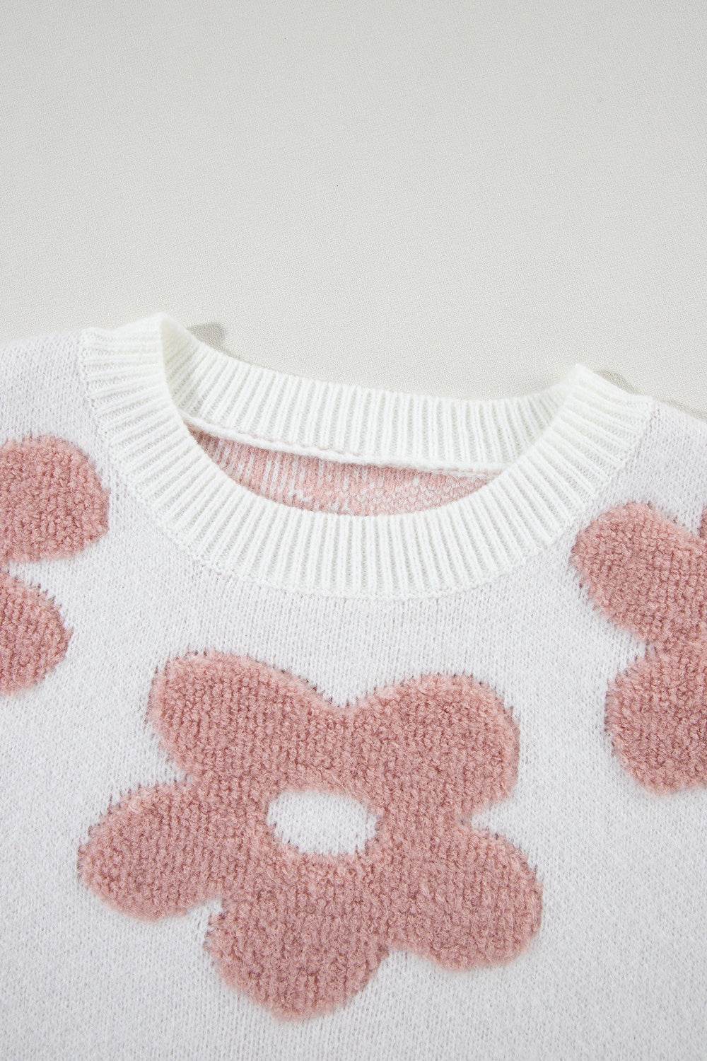 Flower Round Neck Long Sleeve Knit Top-Angel Casuals