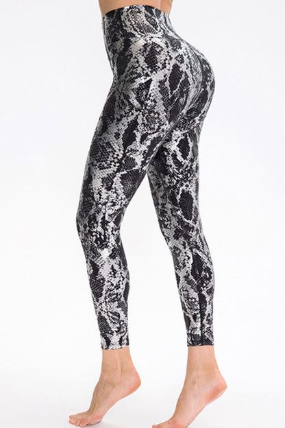 Animal Print Slim Fit Wide Waistband Long Sports Pants-Angel Casuals