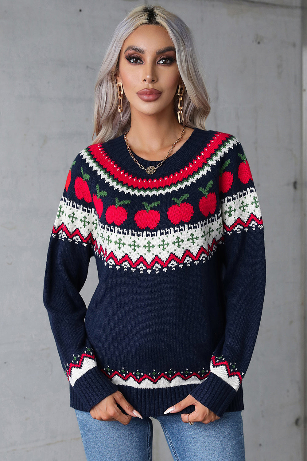 Angel Wings Graphic Round Neck Long Sleeve Sweater-Angel Casuals