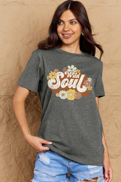 Simply Love Full Size WILD SOUL Graphic Cotton T-Shirt-Angel Casuals