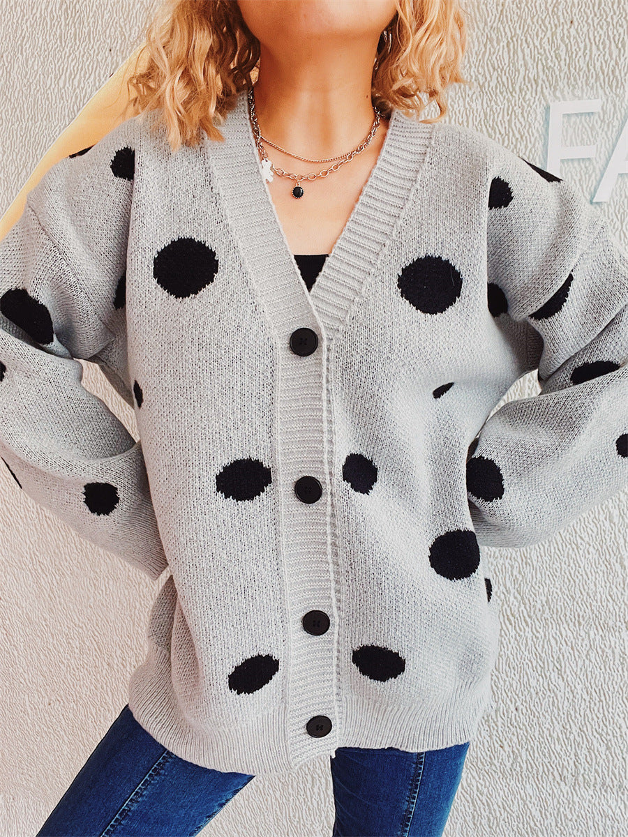 Polka Dot Button Up Cardigan-Angel Casuals