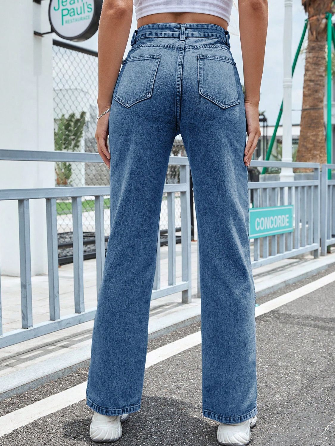 Slit High Waist Jeans with Pockets-Angel Casuals