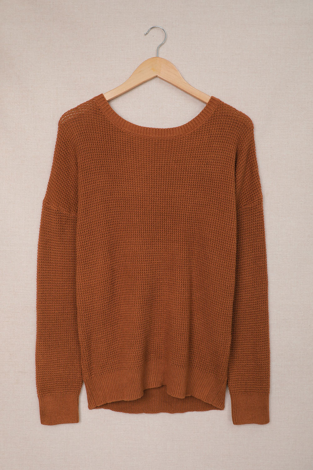 Crisscross Back Boat Neck Sweater-Angel Casuals