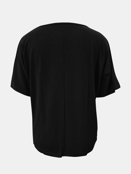 Full Size Scoop Neck Short Sleeve T-Shirt-Angel Casuals
