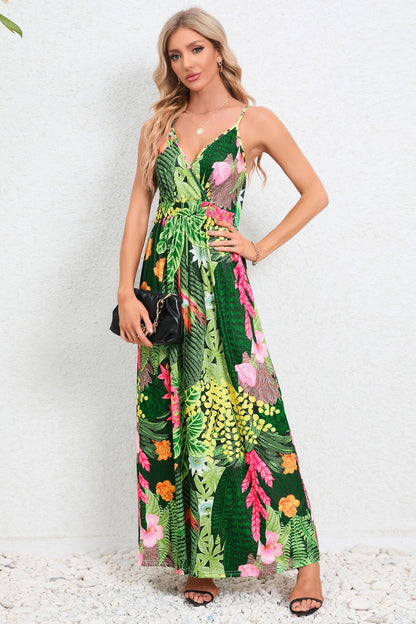 Printed Surplice Maxi Cami Dress-Angel Casuals