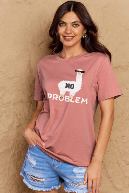 Simply Love Full Size NO PROBLEM Graphic Cotton Tee-Angel Casuals