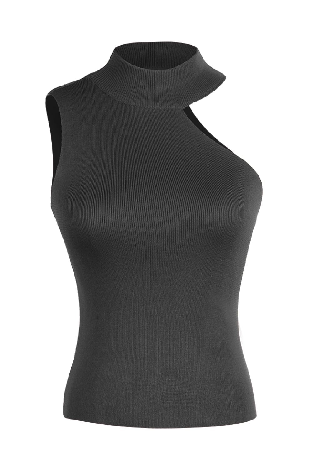 Asymmetrical Sleeveless Rib-Knit Top-Angel Casuals