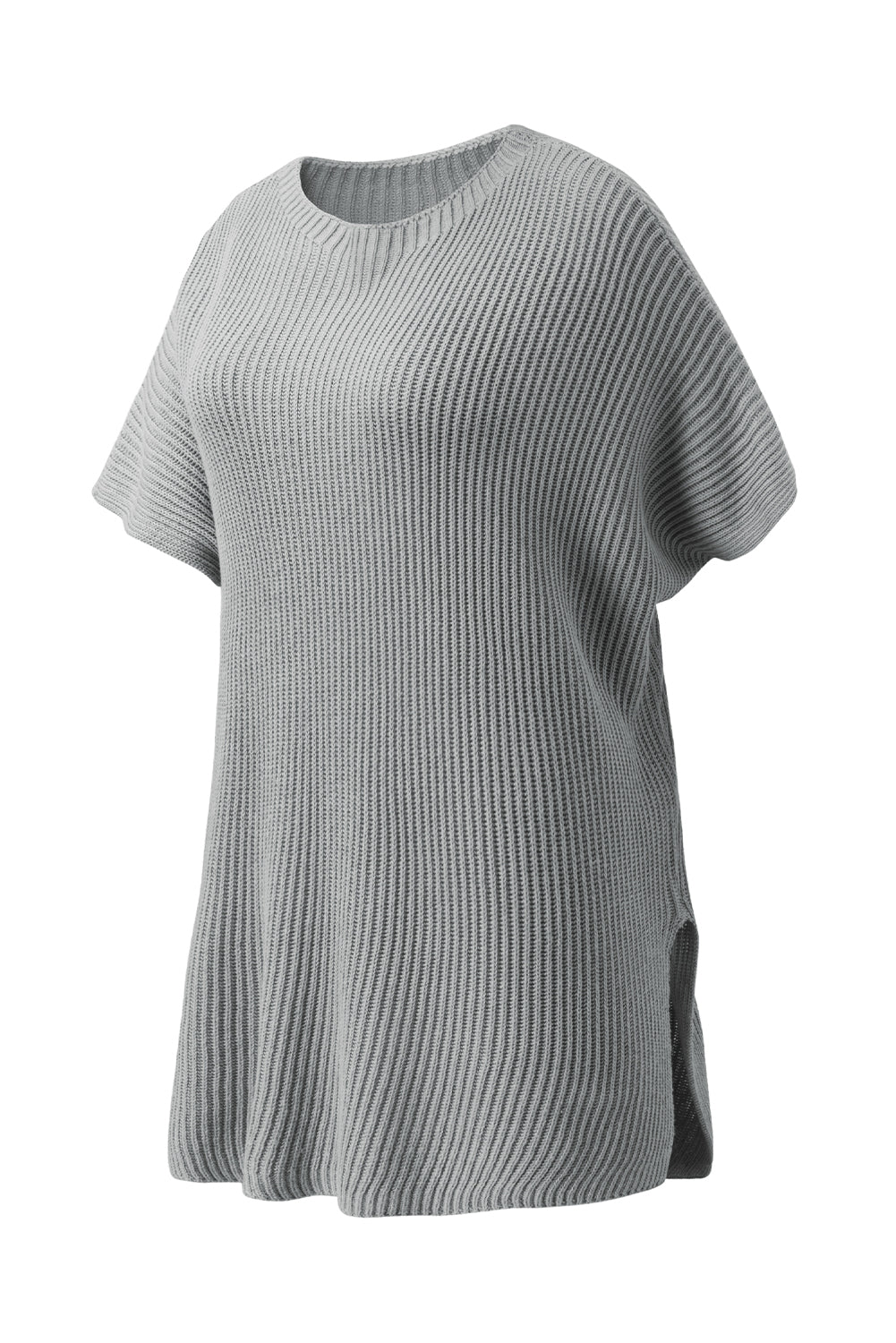 Slit Round Neck Short Sleeve Knit Top-Angel Casuals