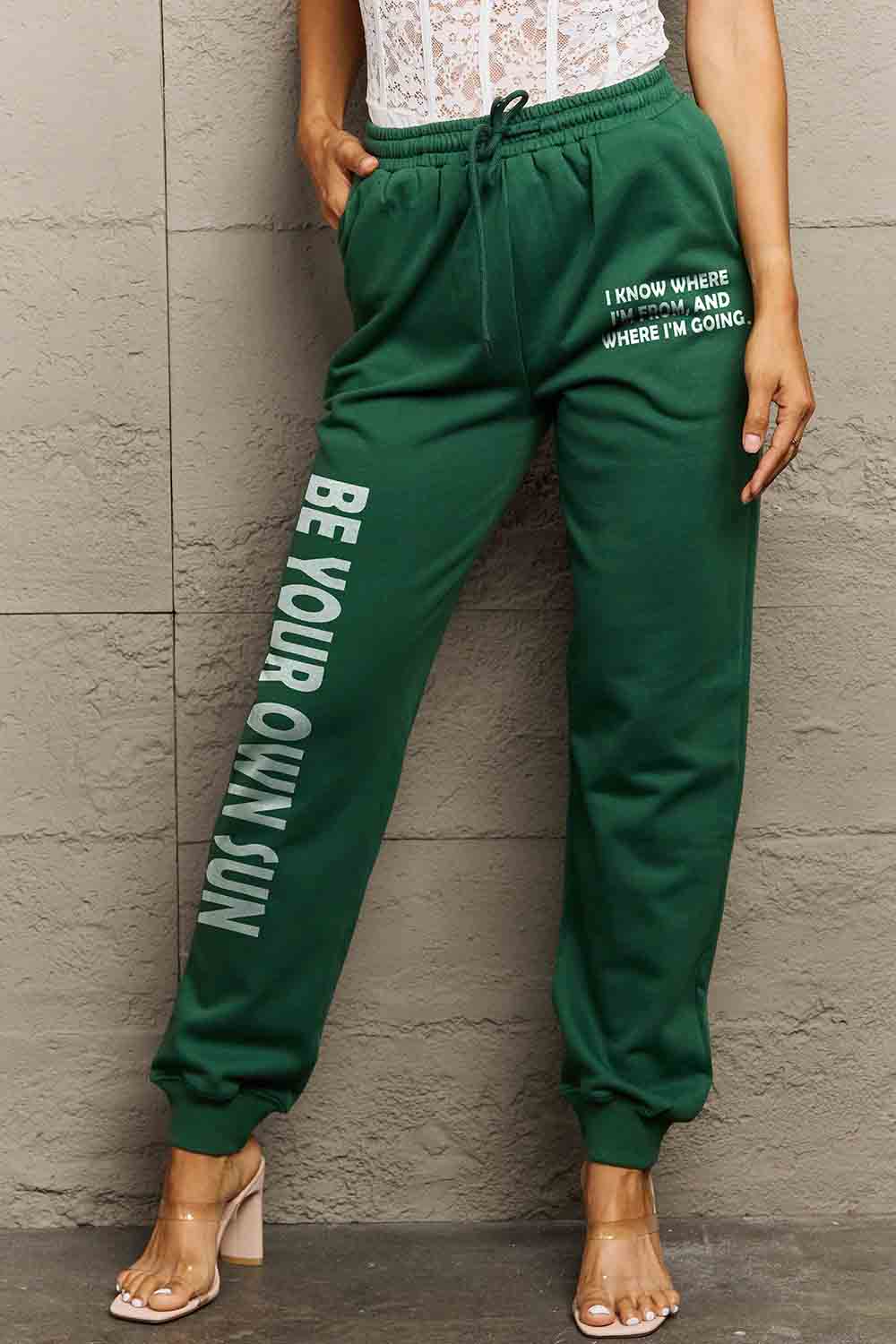 Simply Love Full Size BE YOUR OWN SUN Graphic Sweatpants-Angel Casuals