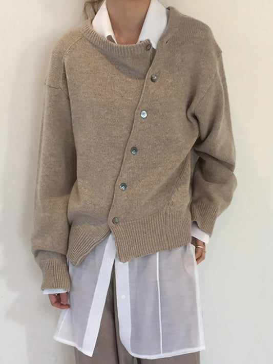 Dropped Shoulder Buttoned Cardigan-Angel Casuals