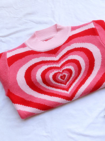 Heart Mock Neck Long Sleeve Sweater-Angel Casuals