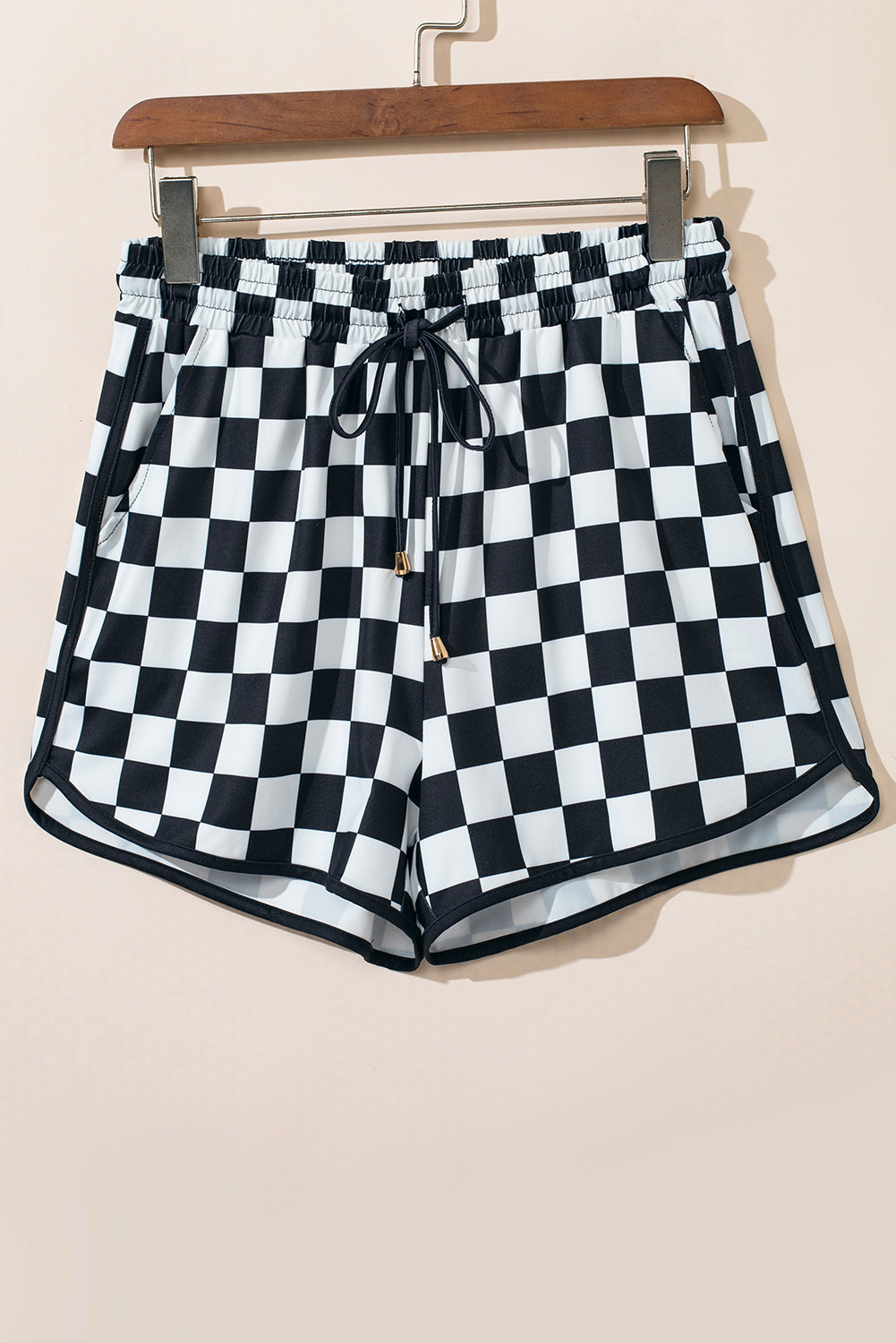 Drawstring Checkered Shorts with Pockets-Angel Casuals