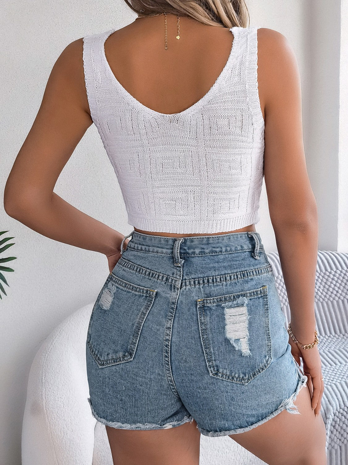 Twisted V-Neck Knit Vest-Angel Casuals