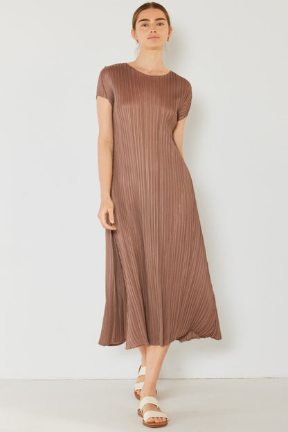 Marina West Swim Pleated Cap Sleeve A-Line Dress-Angel Casuals