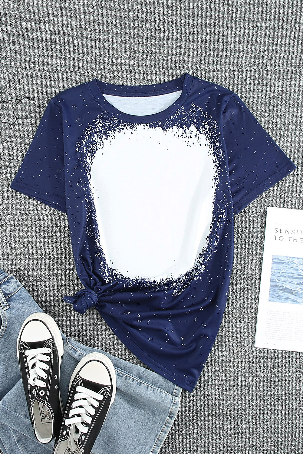 Tie-Dye Round Neck Short Sleeve T-Shirt-Angel Casuals