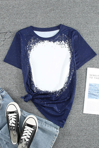 Tie-Dye Round Neck Short Sleeve T-Shirt-Angel Casuals