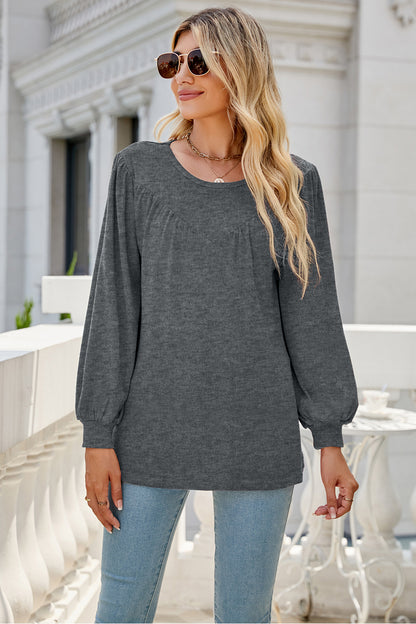 Round Neck Long Sleeve Top-Angel Casuals