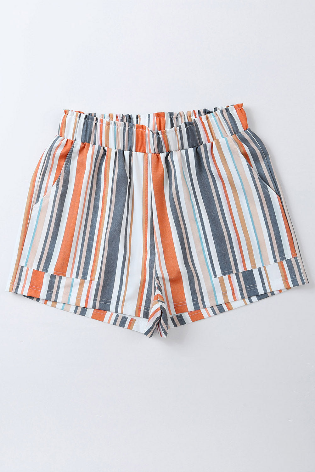 Striped Elastic Waist Shorts-Angel Casuals