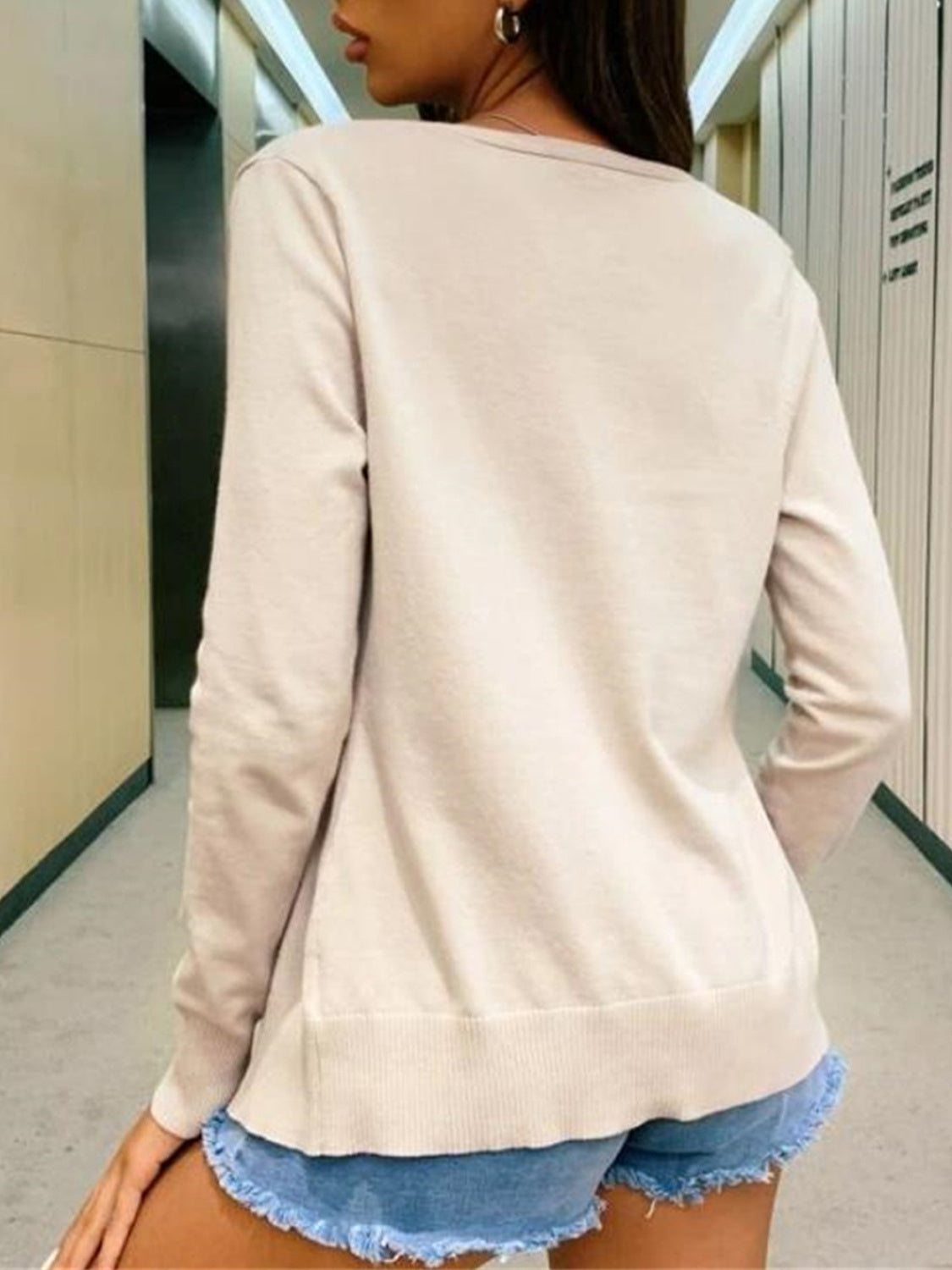 Button Up Long Sleeve Cardigan-Angel Casuals