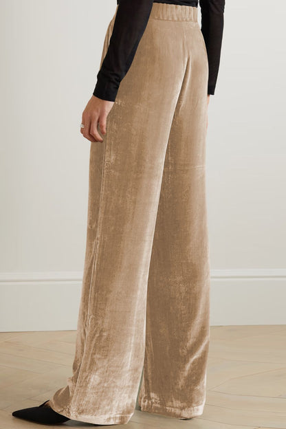 Loose Fit High Waist Long Pants with Pockets-Angel Casuals