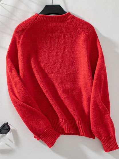 Christmas Tree Round Neck Raglan Sleeve Sweater-Angel Casuals