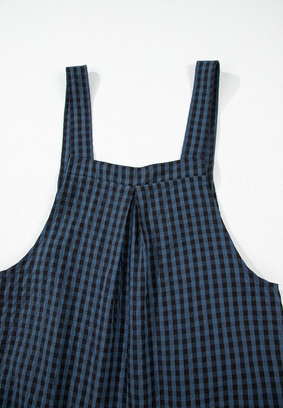 Plaid Wide Strap Wide Leg Overalls-Angel Casuals