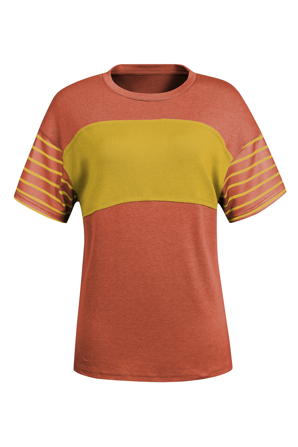 Striped Round Neck Short Sleeve T-Shirt-Angel Casuals