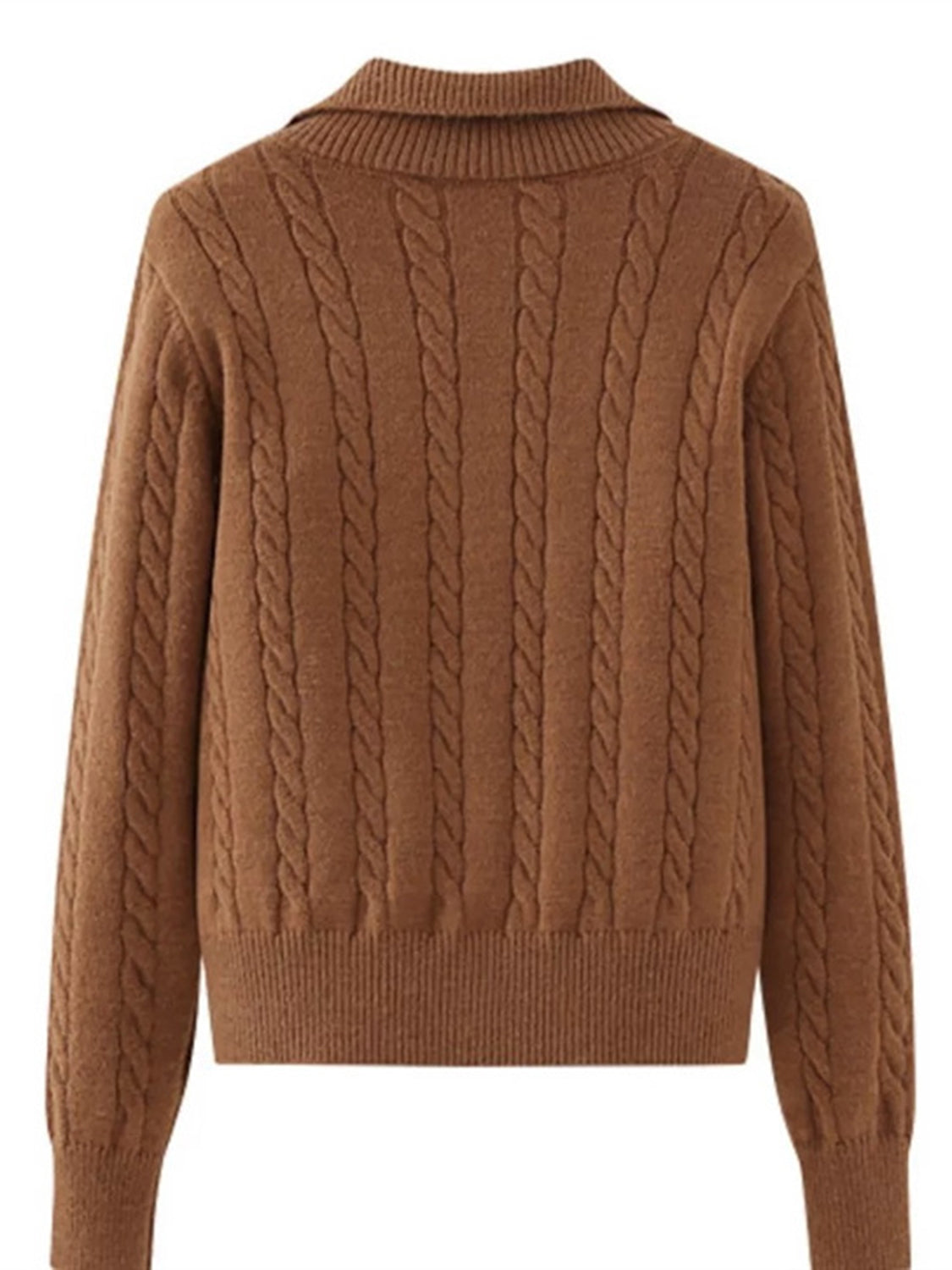 Cable-Knit Half Zip Long Sleeve Sweater-Angel Casuals