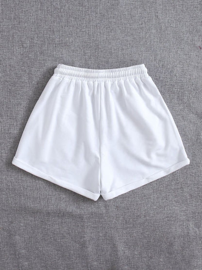 Drawstring Pocketed Elastic Waist Shorts-Angel Casuals