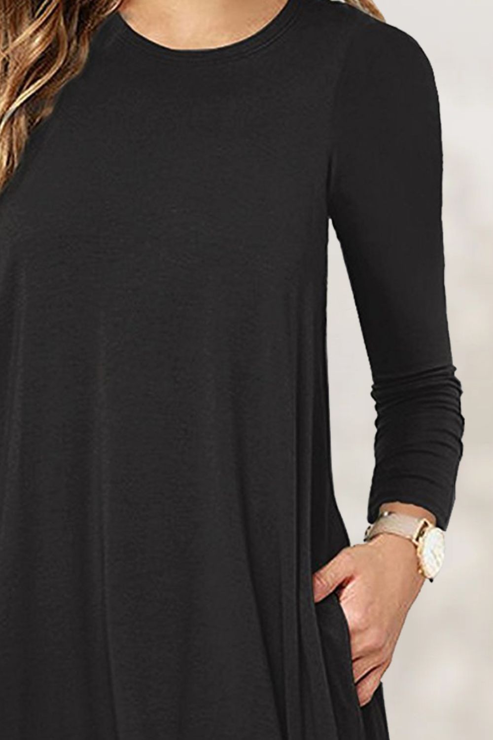 Round Neck Long Sleeve Mini Dress-Angel Casuals