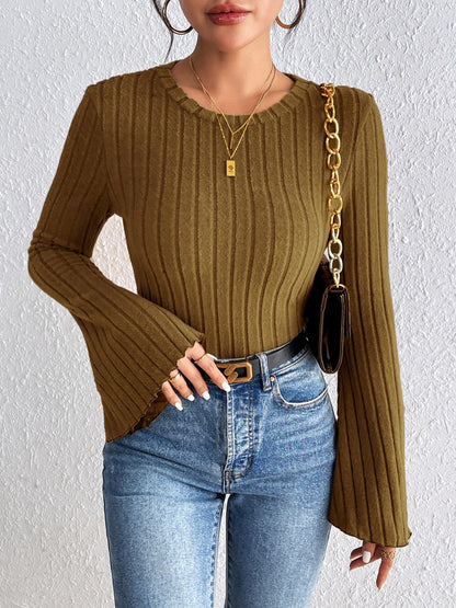 Honey Round Neck Flare Sleeve T-Shirt-Angel Casuals