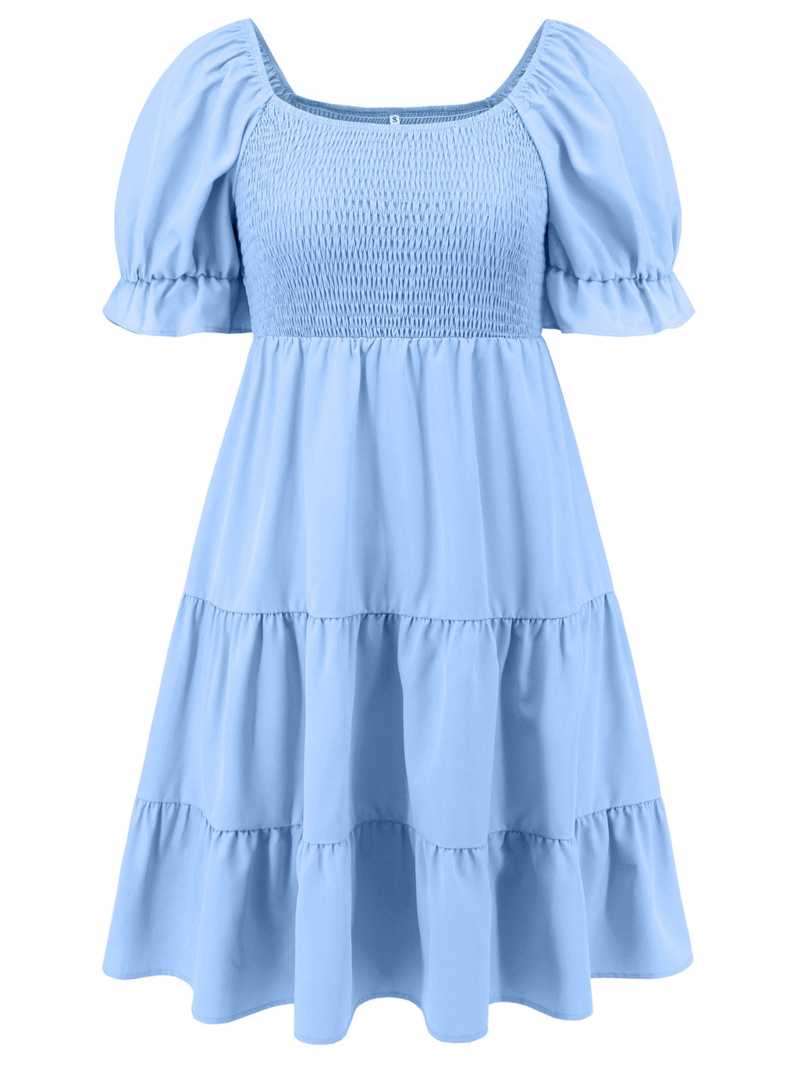 Smocked Flounce Sleeve Mini Dress-Angel Casuals