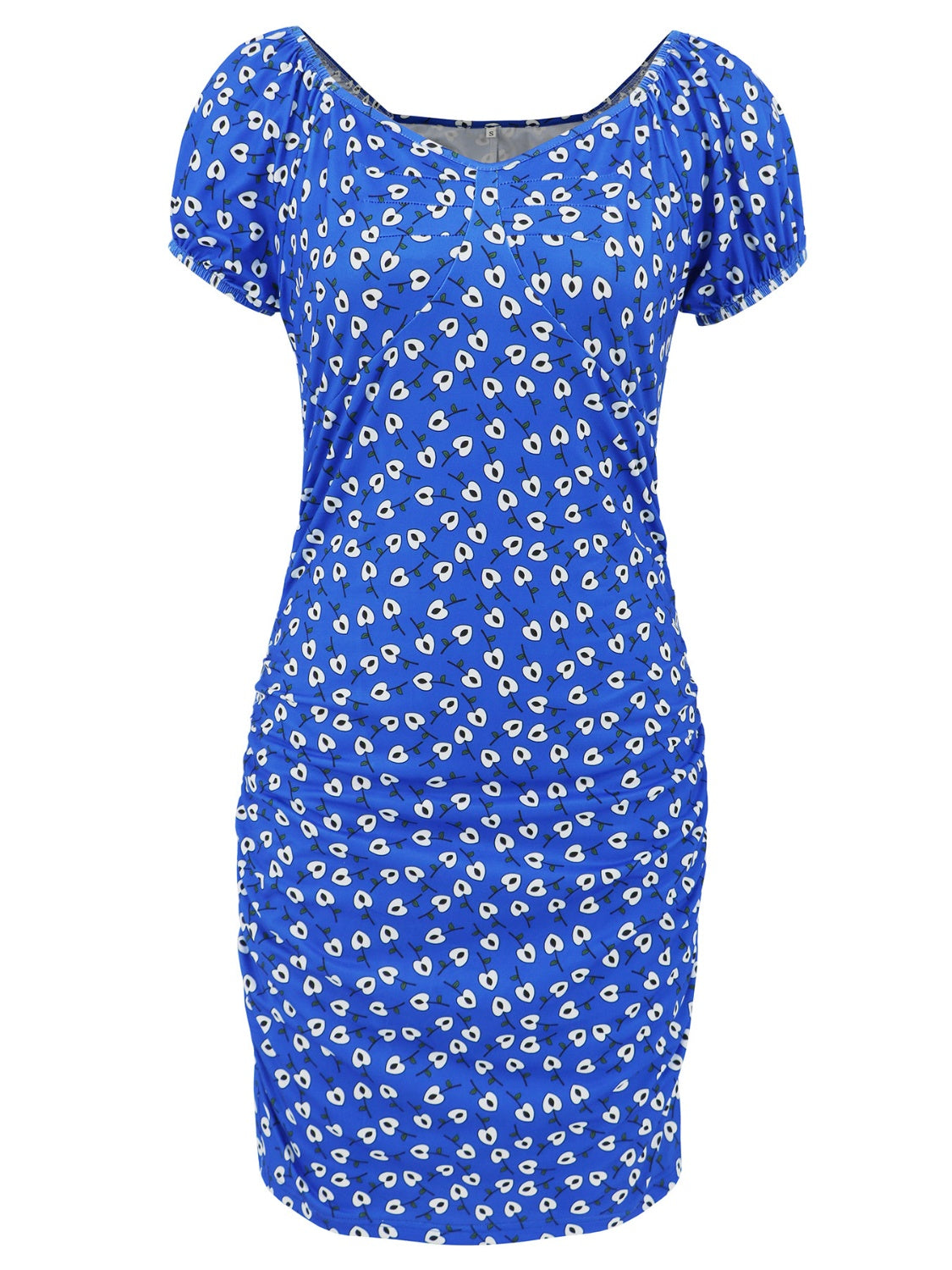 Printed V-Neck Short Sleeve Mini Dress-Angel Casuals