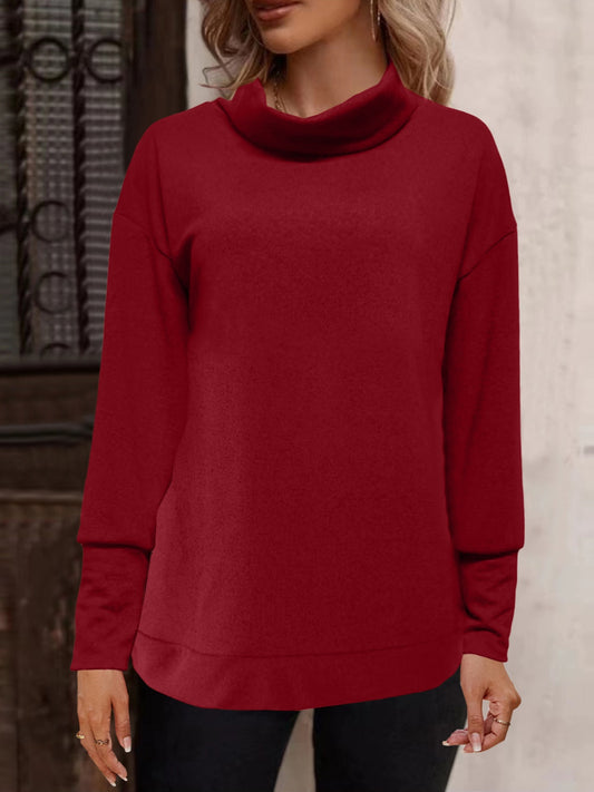 Full Size Mock Neck Long Sleeve T-Shirt-Angel Casuals