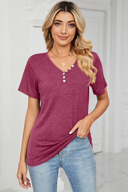 V-Neck Short Sleeve T-Shirt-Angel Casuals