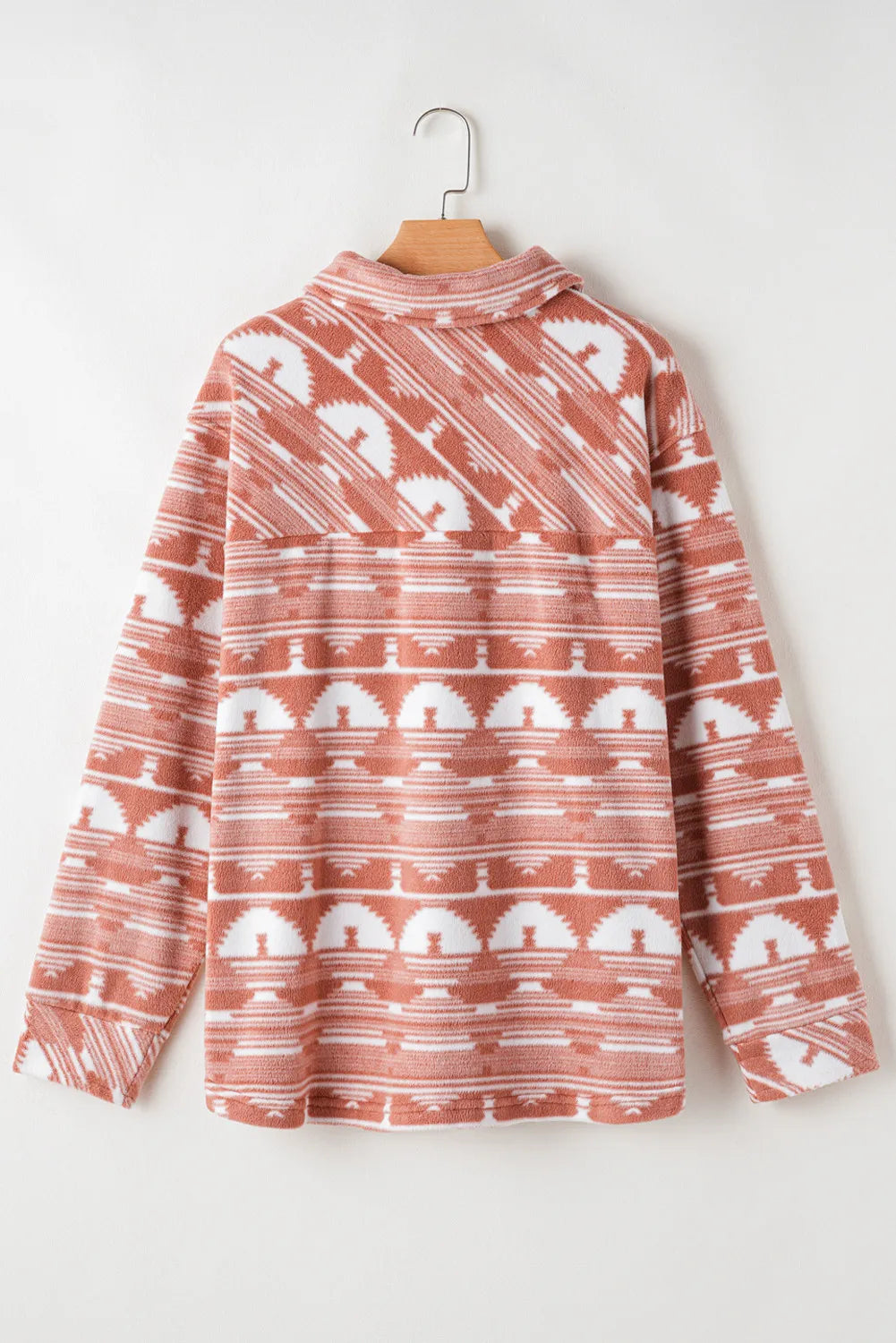 Plus Size Pocketed Printed Collared Neck Jacket-Angel Casuals