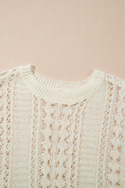 Hollow Out Drop Shoulder Sweater-Angel Casuals