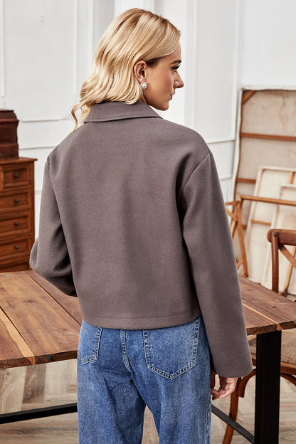 Button Up Collared Neck Jacket-Angel Casuals