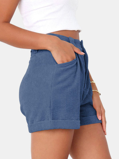 Full Size High Waist Shorts with Pockets-Angel Casuals